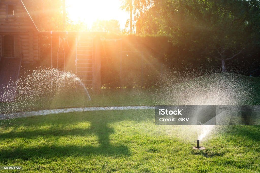 sprinkler system running